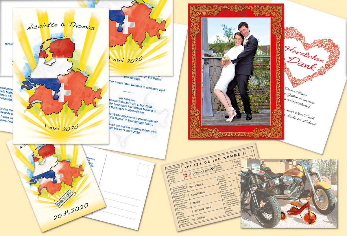 Hochzeitskarte, Geburtskarte, Danksagungskarte